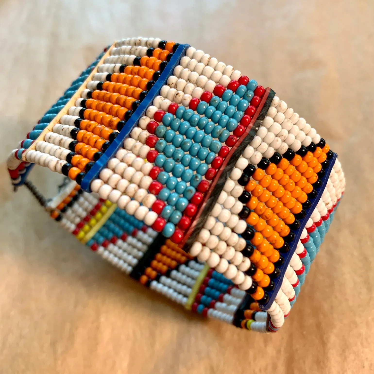 Antique Beaded Wide Bangle, Masai