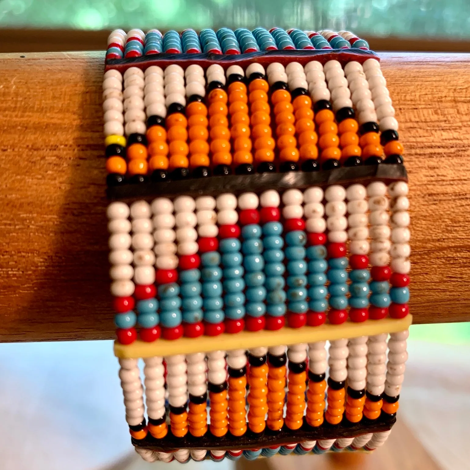 Antique Beaded Wide Bangle, Masai