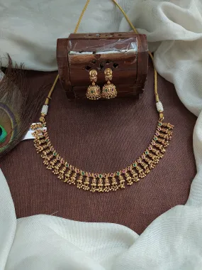 Antique Simple Lakshmi Necklace with Jhumki