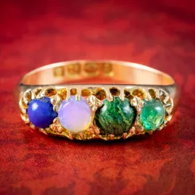 Antique Victorian Acrostic Gemstone Love Ring Dated 1892