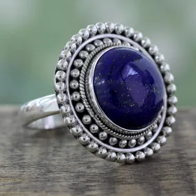 Artisan Crafted Lapis Lazuli and Sterling Silver Ring - Royal Sunset | NOVICA