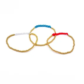 Ashley Gold Stainless Steel Gold Plated Ball Enamel Link Stretch Ball Beaded Bracelet