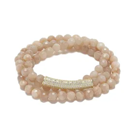 Bar Bracelet - pink moon / gold