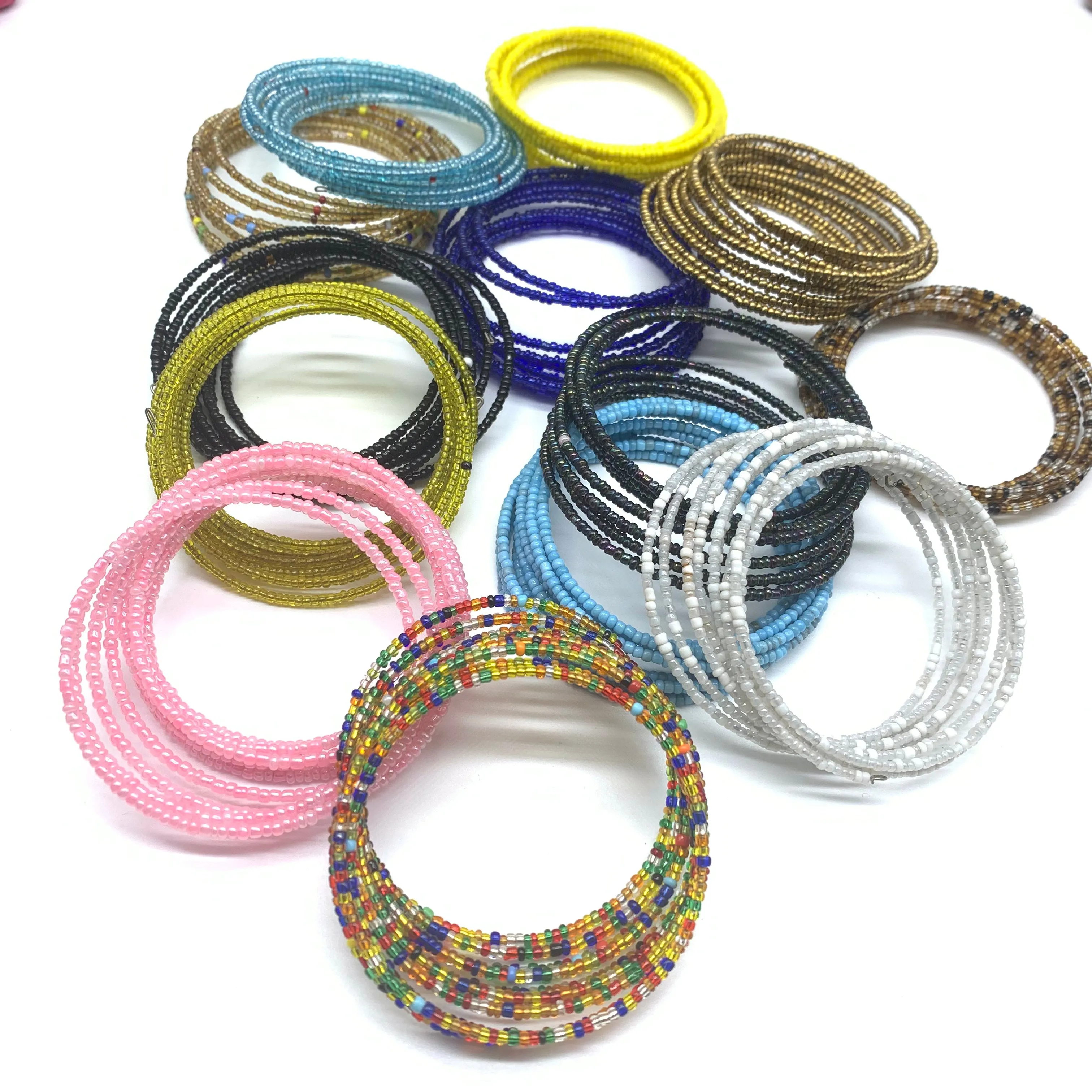 Beaded Coil Bracelet-Blue Variation 5