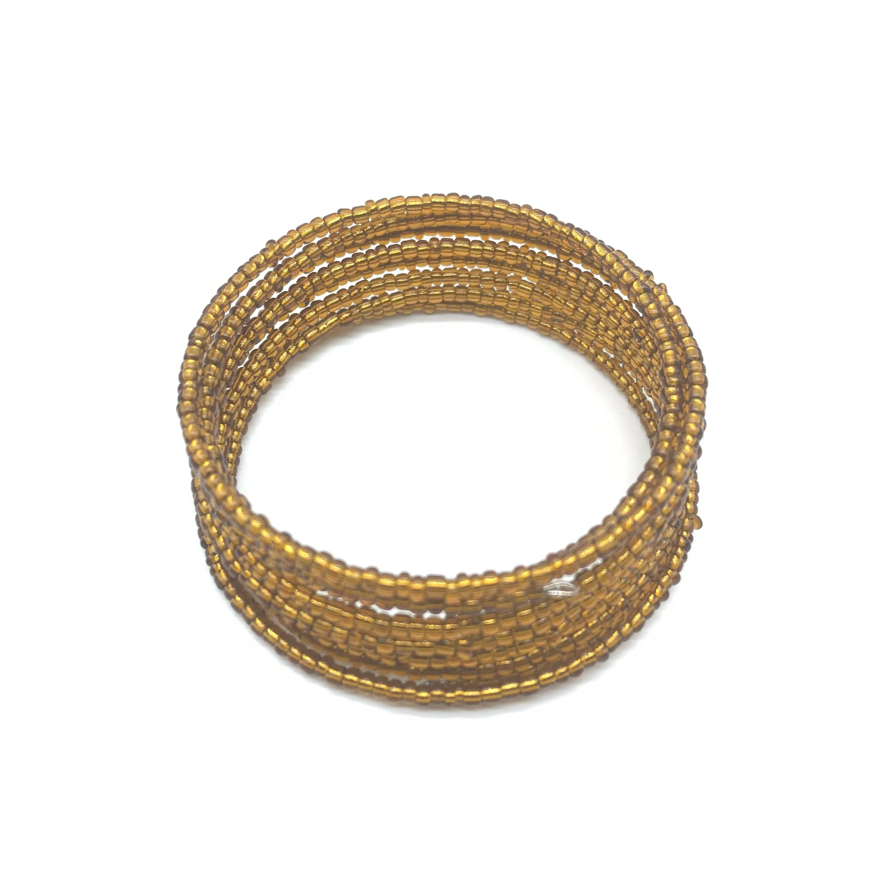 Beaded Coil Bracelet-Bronze