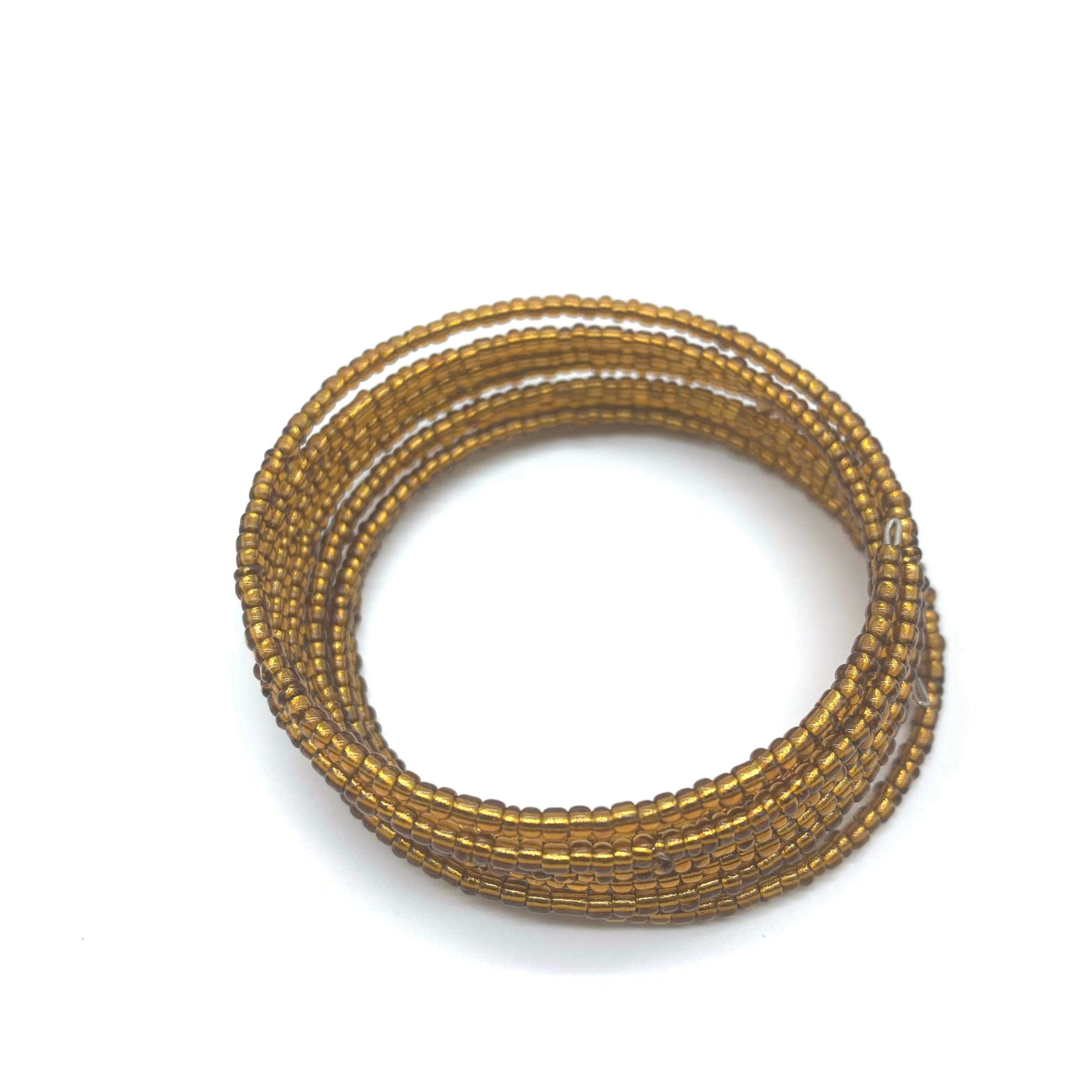 Beaded Coil Bracelet-Bronze