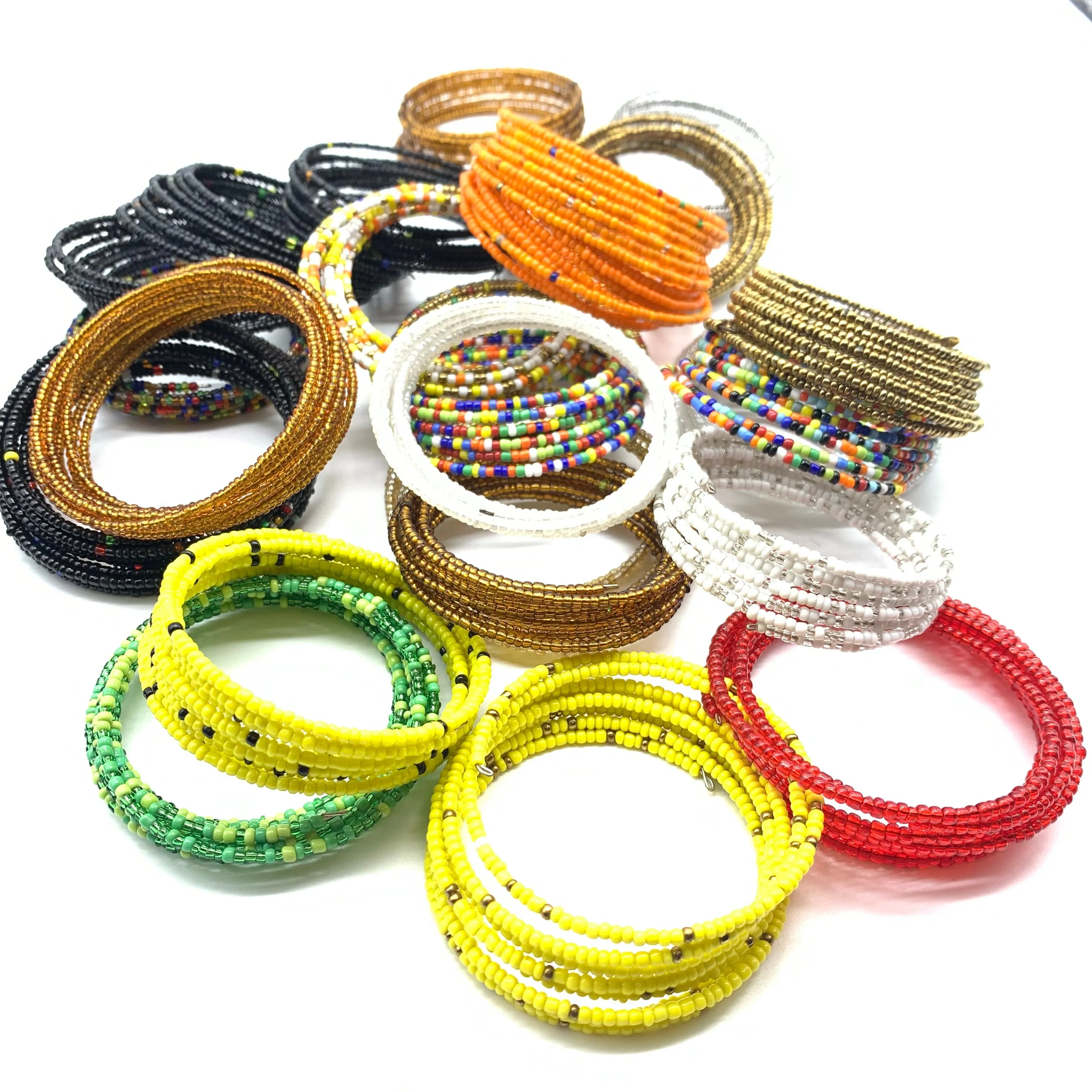 Beaded Coil Bracelet-Bronze