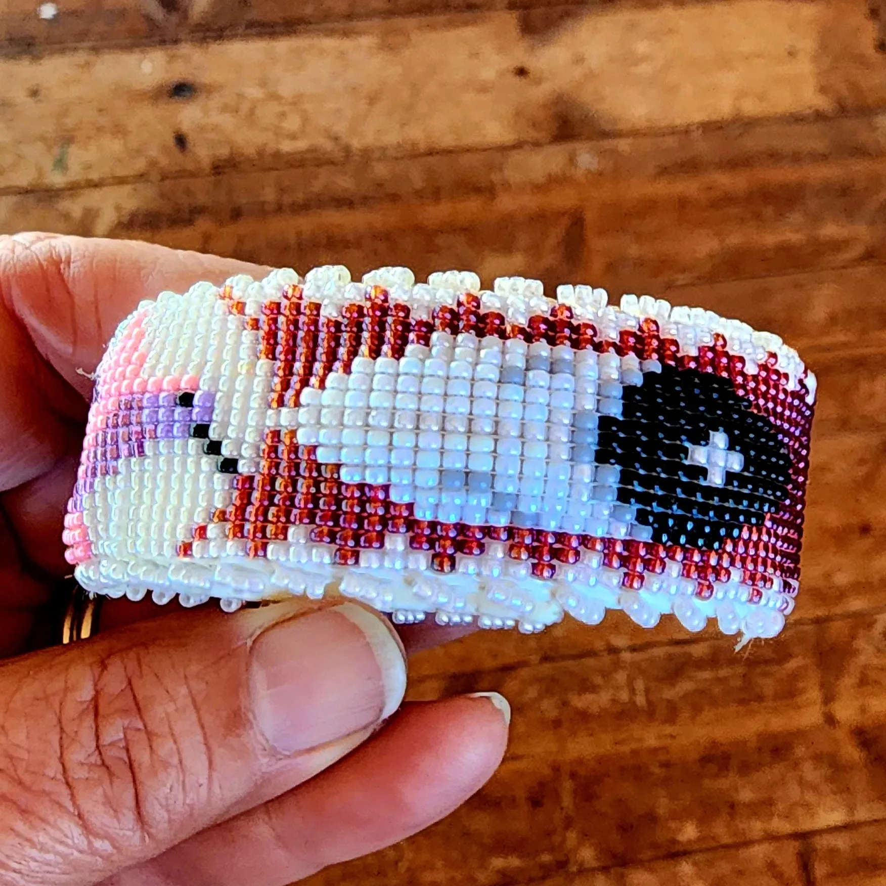 Beaded Hummingbird & Feathers Bracelet