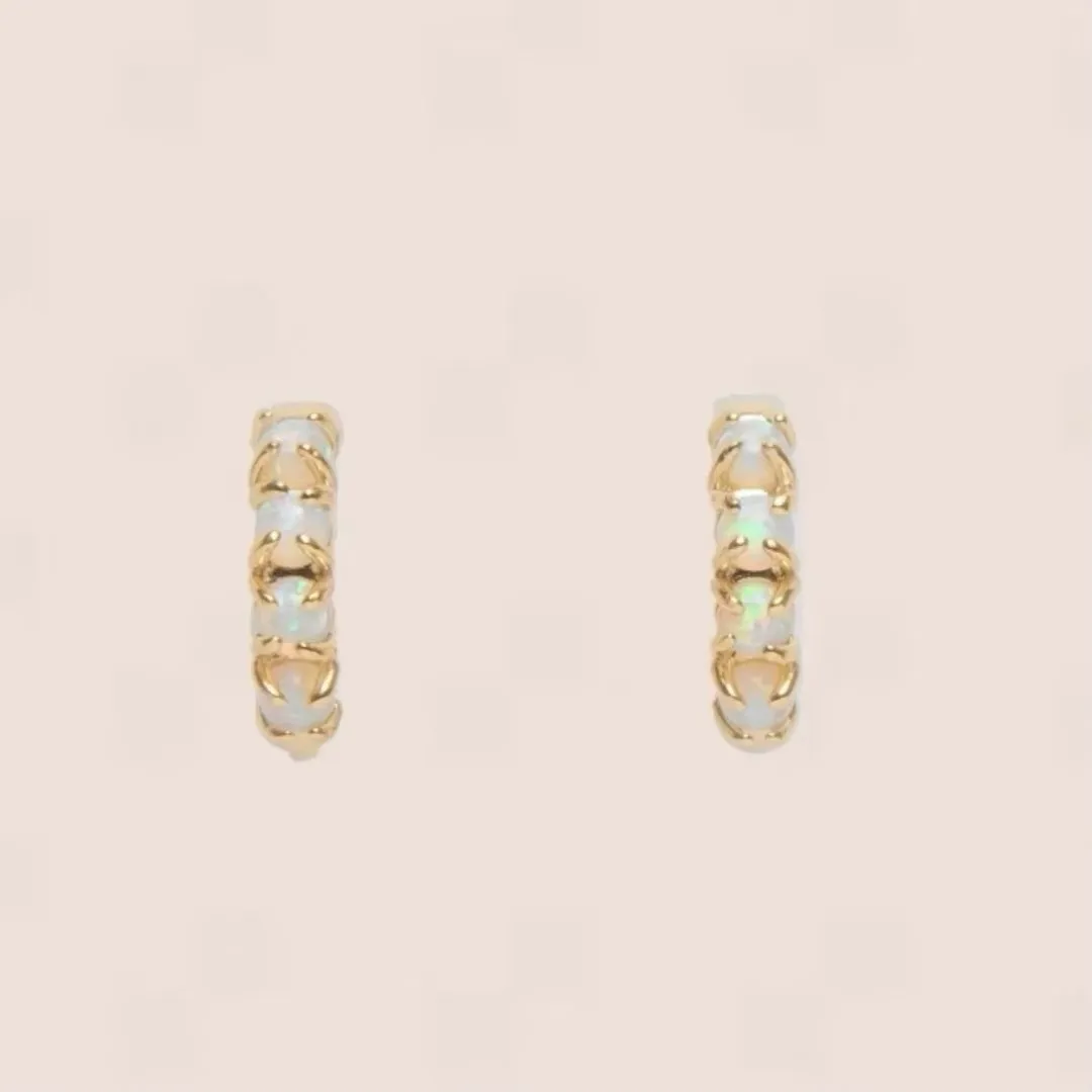 *BEST SELLER* Opal One Touch Hoops/Huggies - Gold Plated