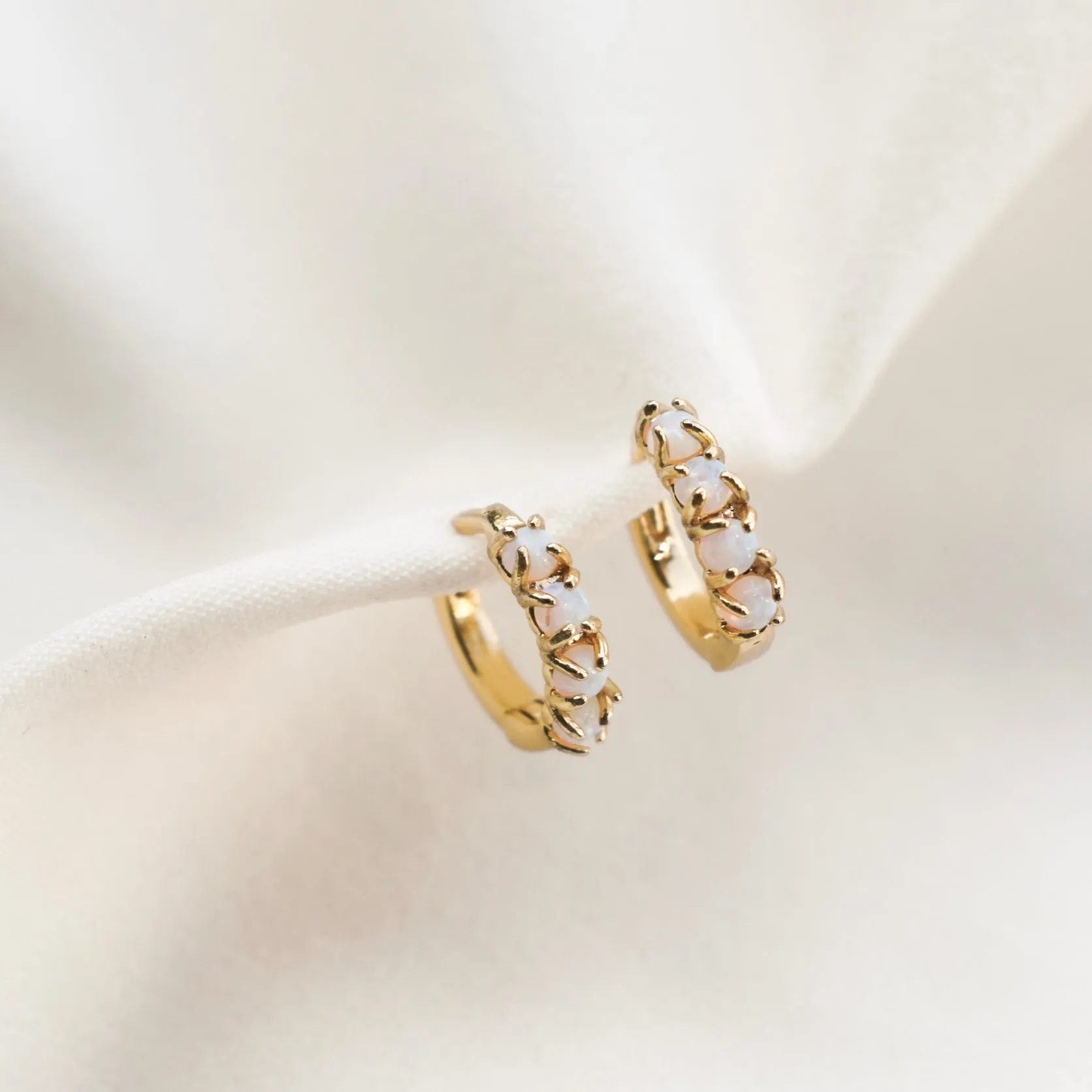 *BEST SELLER* Opal One Touch Hoops/Huggies - Gold Plated