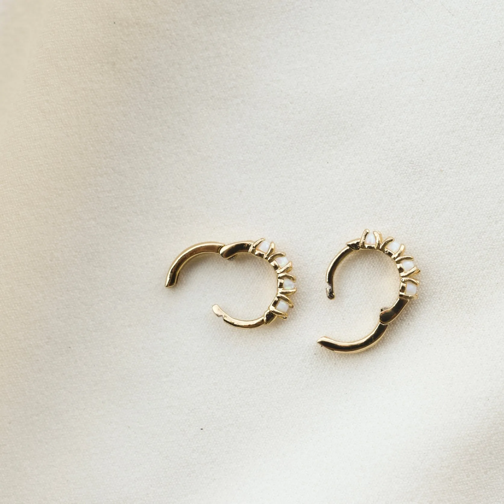 *BEST SELLER* Opal One Touch Hoops/Huggies - Gold Plated