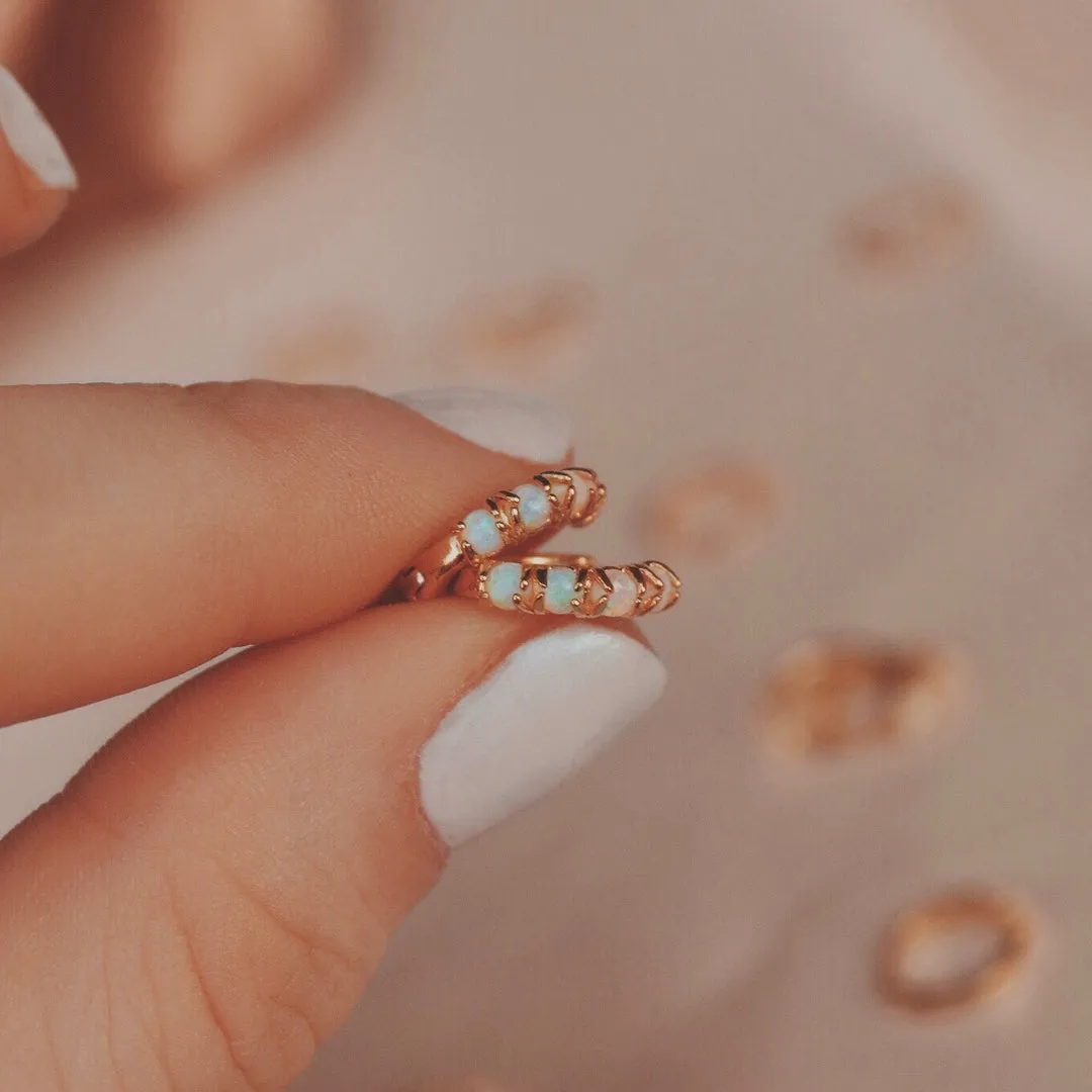 *BEST SELLER* Opal One Touch Hoops/Huggies - Gold Plated