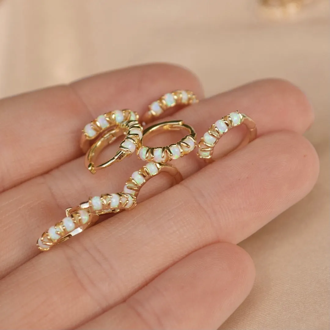 *BEST SELLER* Opal One Touch Hoops/Huggies - Gold Plated