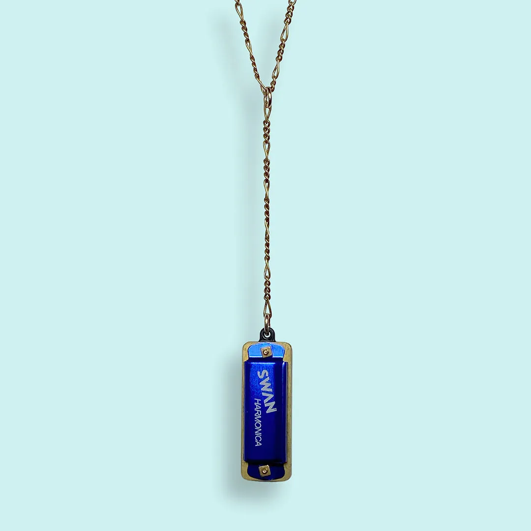 Blue Harmonica Necklace
