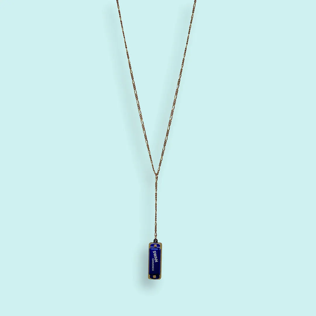 Blue Harmonica Necklace