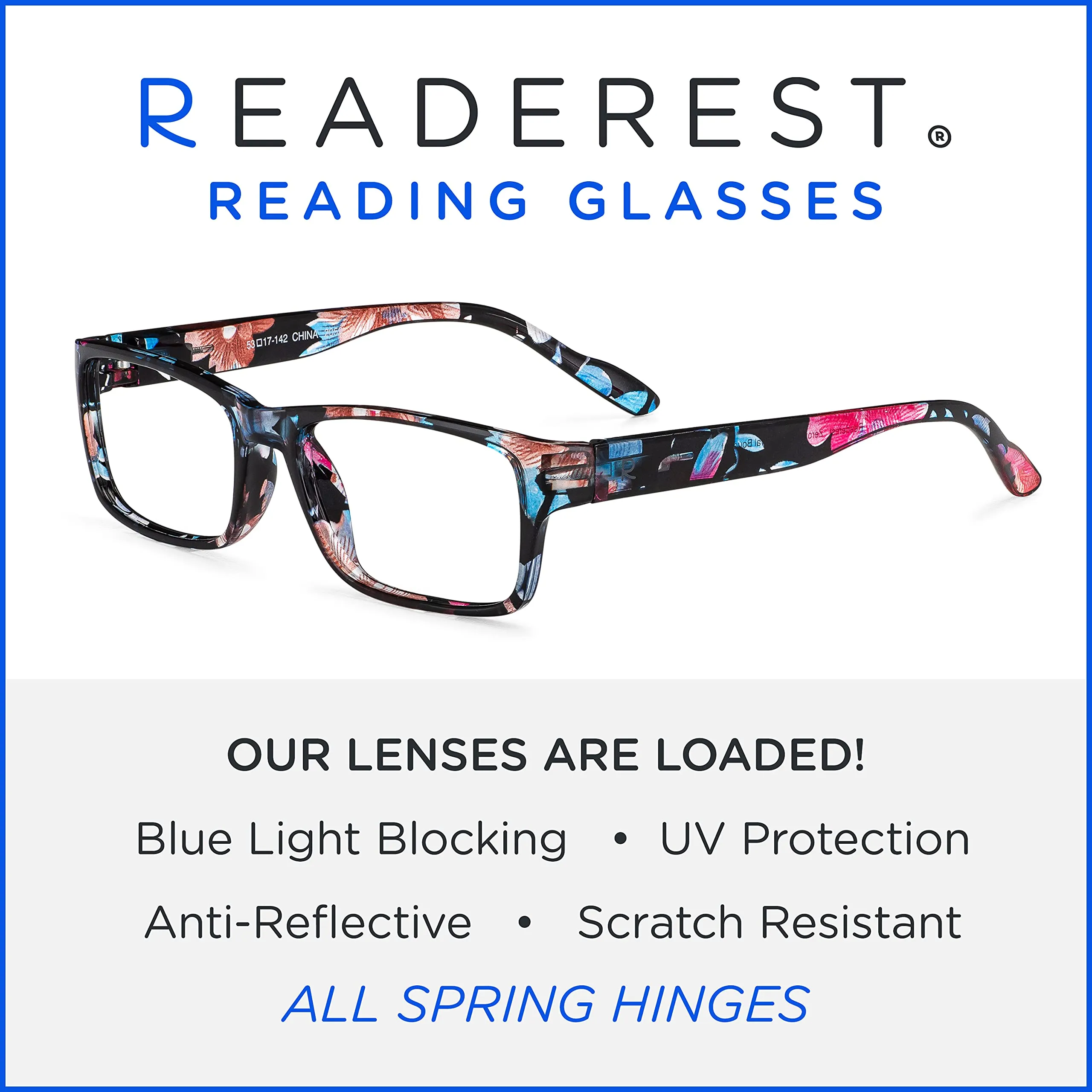 Blue-Light-Blocking-Reading-Glasses-Floral-3-00-Magnification Anti Glare