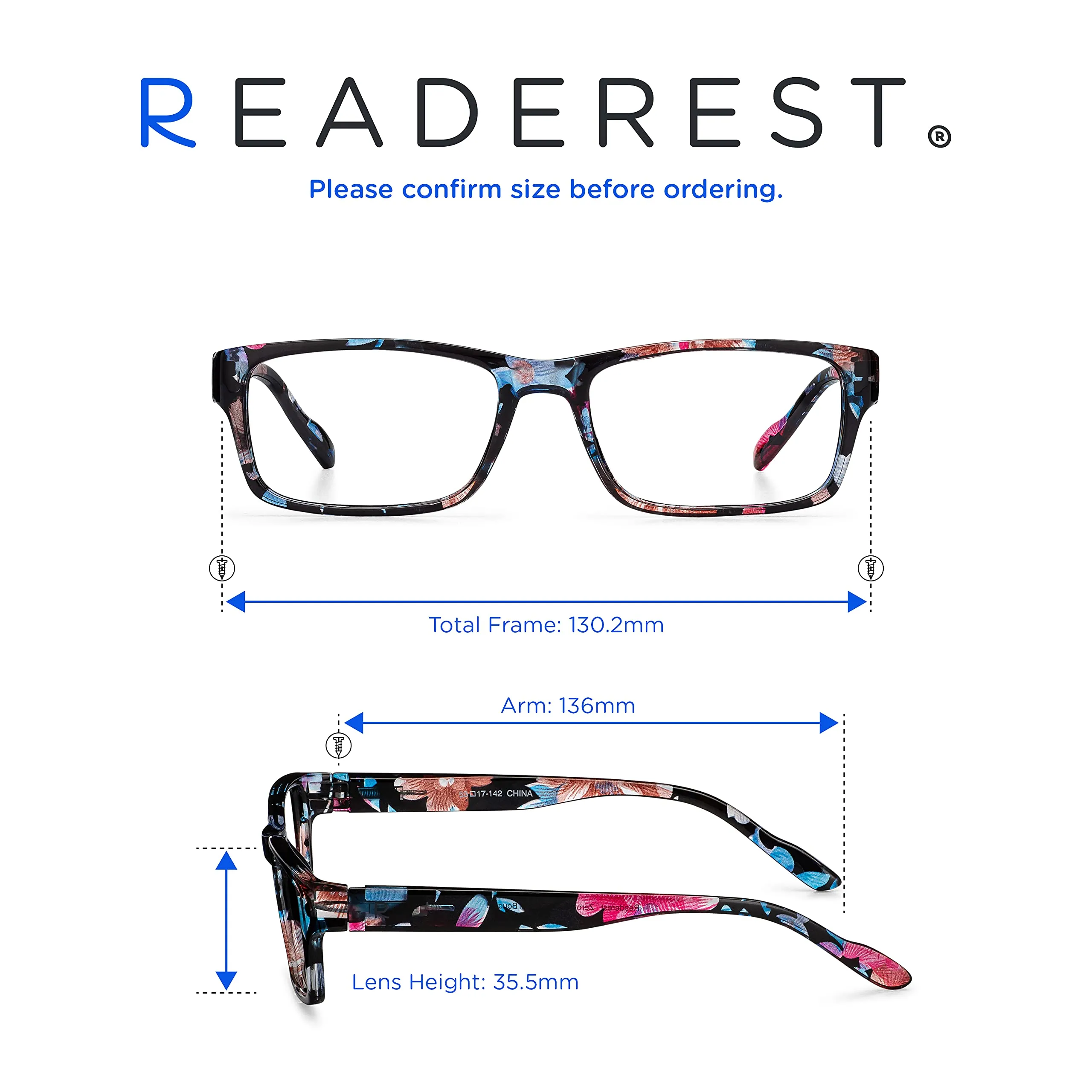 Blue-Light-Blocking-Reading-Glasses-Floral-3-00-Magnification Anti Glare