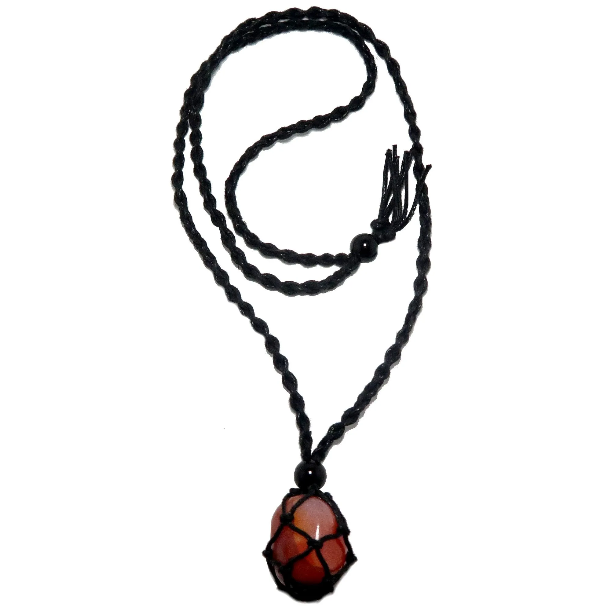 Carnelian Necklace Orange Hot Stuff Stone Macrame
