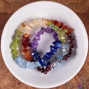 CHAKRA Crystal Necklace - Chip Beads - Long Crystal Necklace, Beaded Necklace, Handmade Jewelry,  E1969