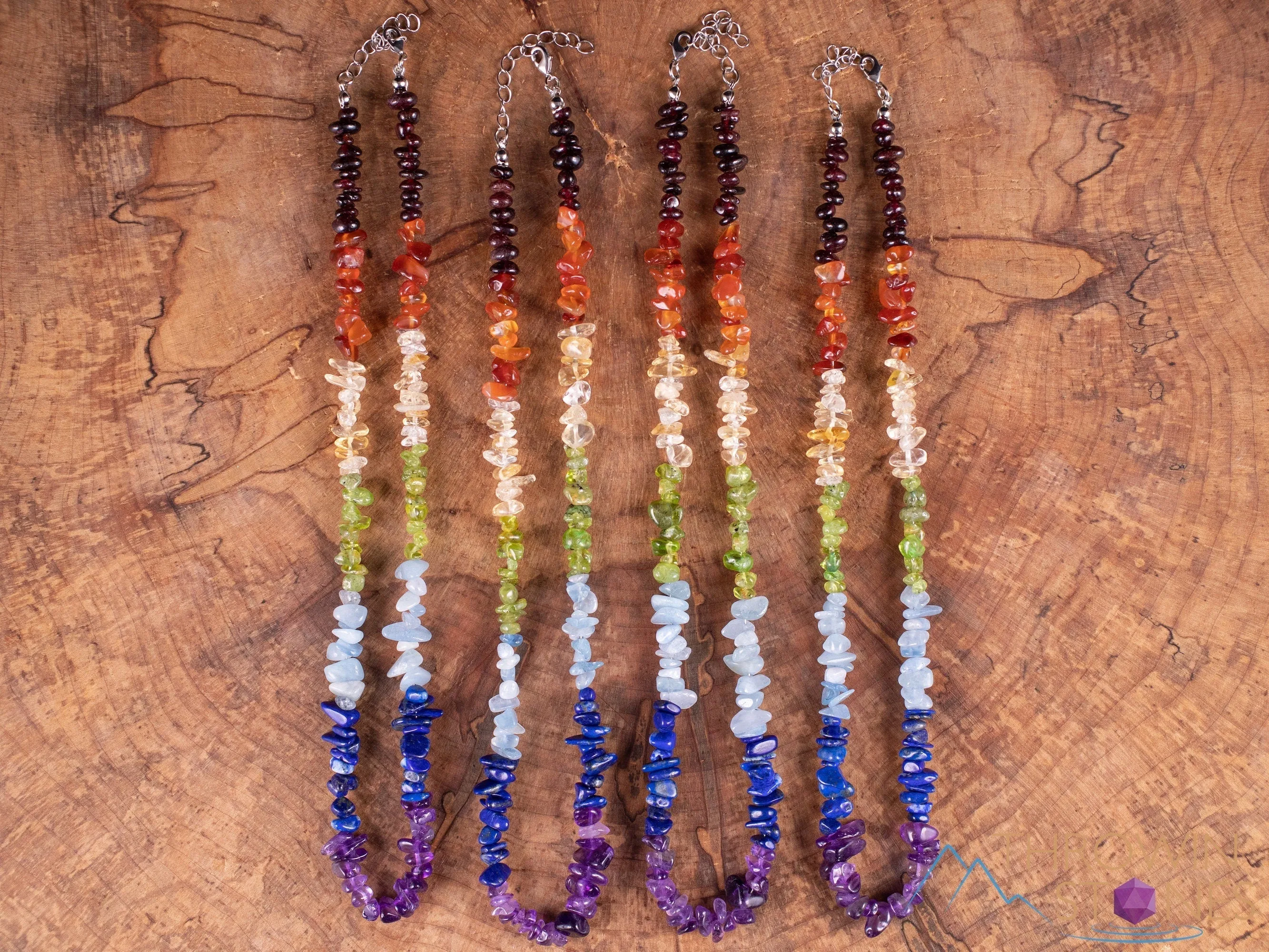 CHAKRA Crystal Necklace - Chip Beads - Long Crystal Necklace, Beaded Necklace, Handmade Jewelry,  E1969