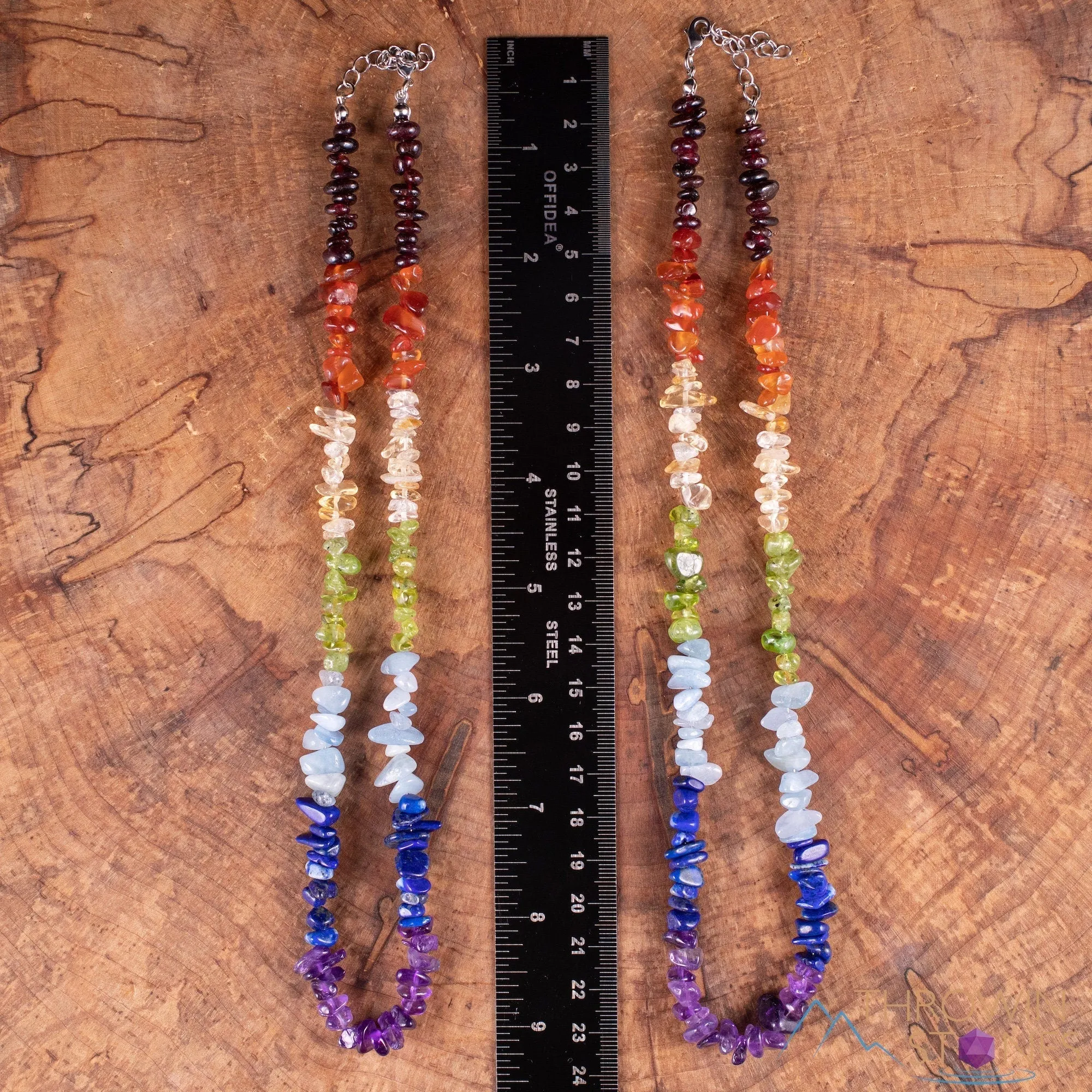 CHAKRA Crystal Necklace - Chip Beads - Long Crystal Necklace, Beaded Necklace, Handmade Jewelry,  E1969