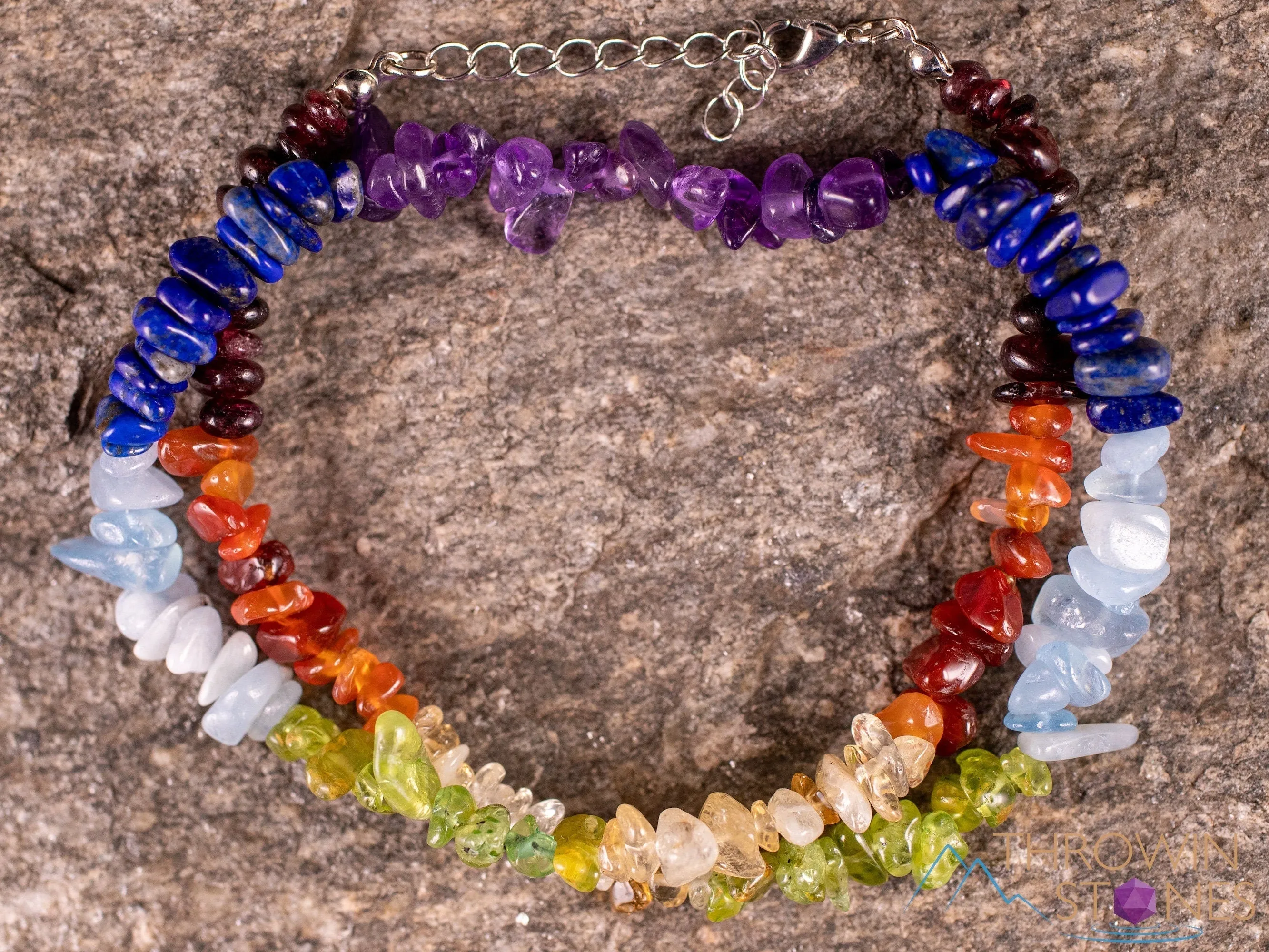 CHAKRA Crystal Necklace - Chip Beads - Long Crystal Necklace, Beaded Necklace, Handmade Jewelry,  E1969