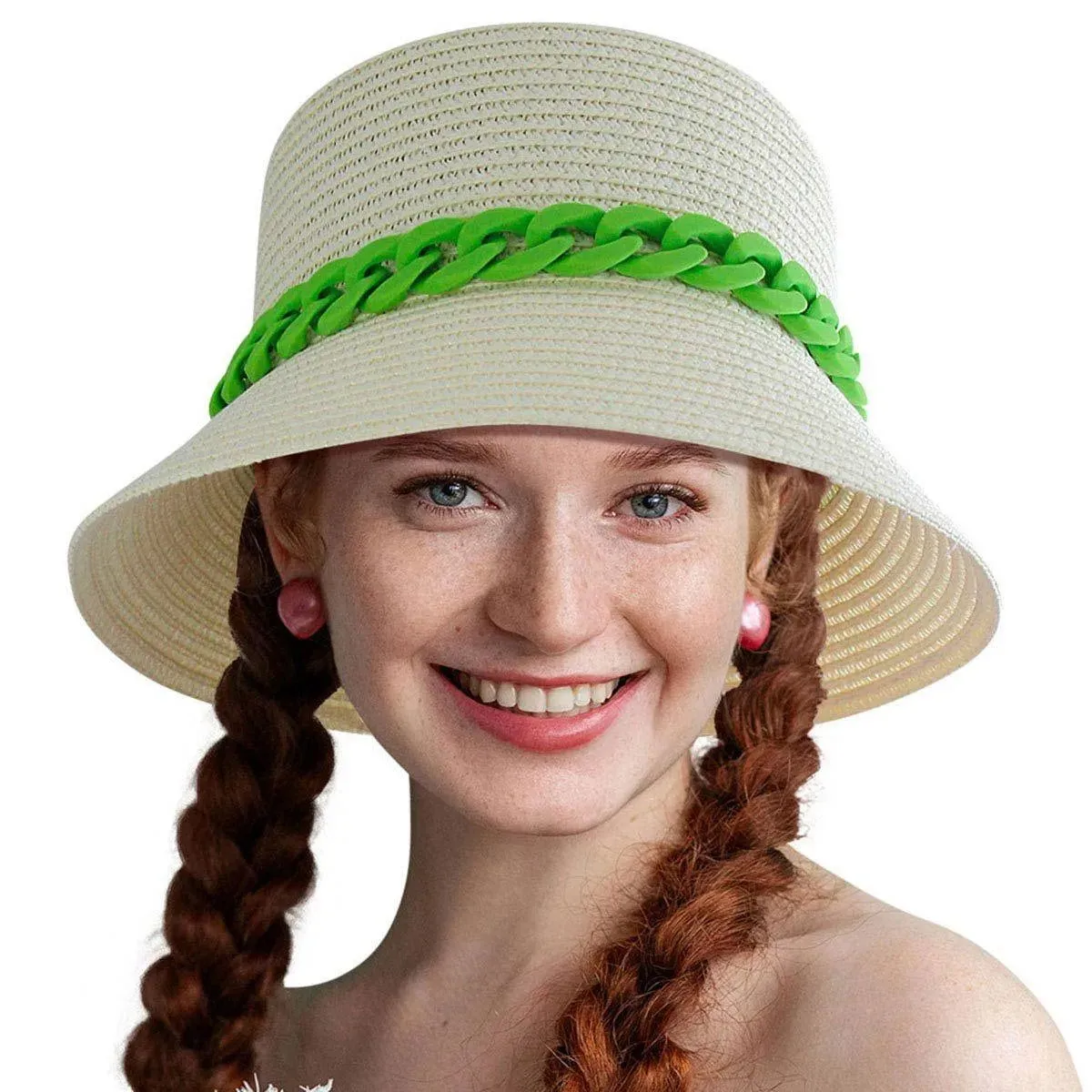 Classic Bucket Hat Green Chain Detail