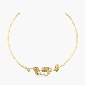Classic FIsh Oxidized Hasli Necklace