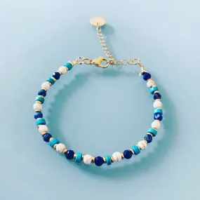 Clover Lapis lazuli Beaded Bracelet | Women's Jewelry | Gift Idea | Women's Gift