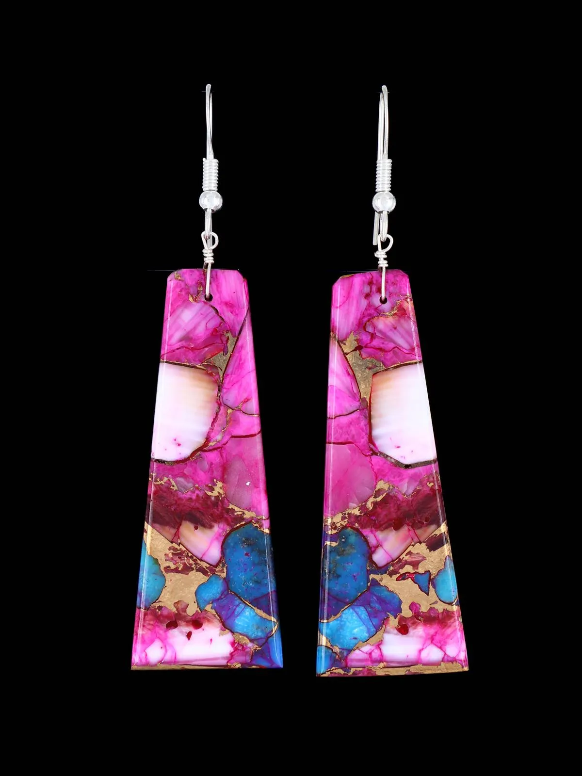 Compressed Turquoise and Spiny Oyster Santo Domingo Earrings