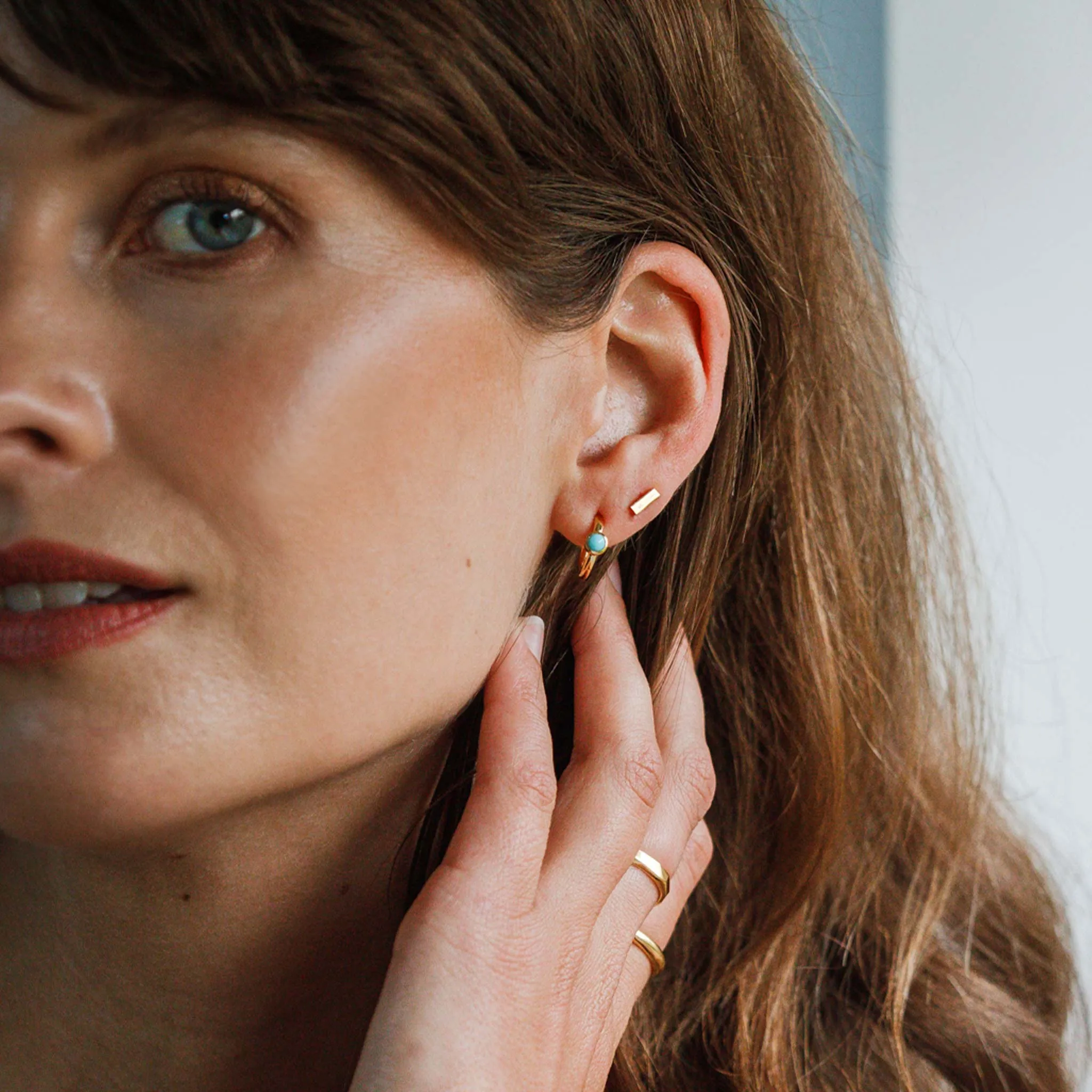 December Turquoise Birthstone Astrea Hoop Earrings