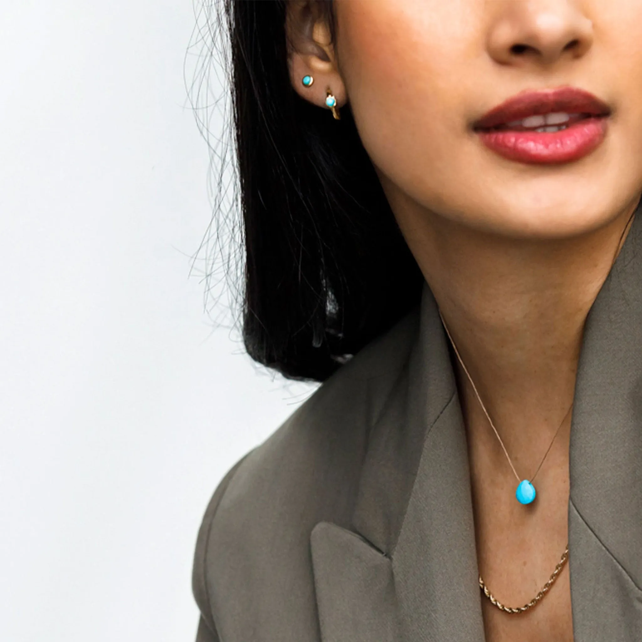 December Turquoise Birthstone Astrea Hoop Earrings