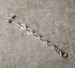 DFS | Sterling Silver Handmade Bar Link Bracelet with Sapphire Toggle