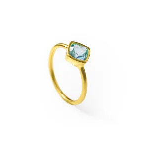 Diamond Shape Blue Topaz Stacking Ring • December Birthstone