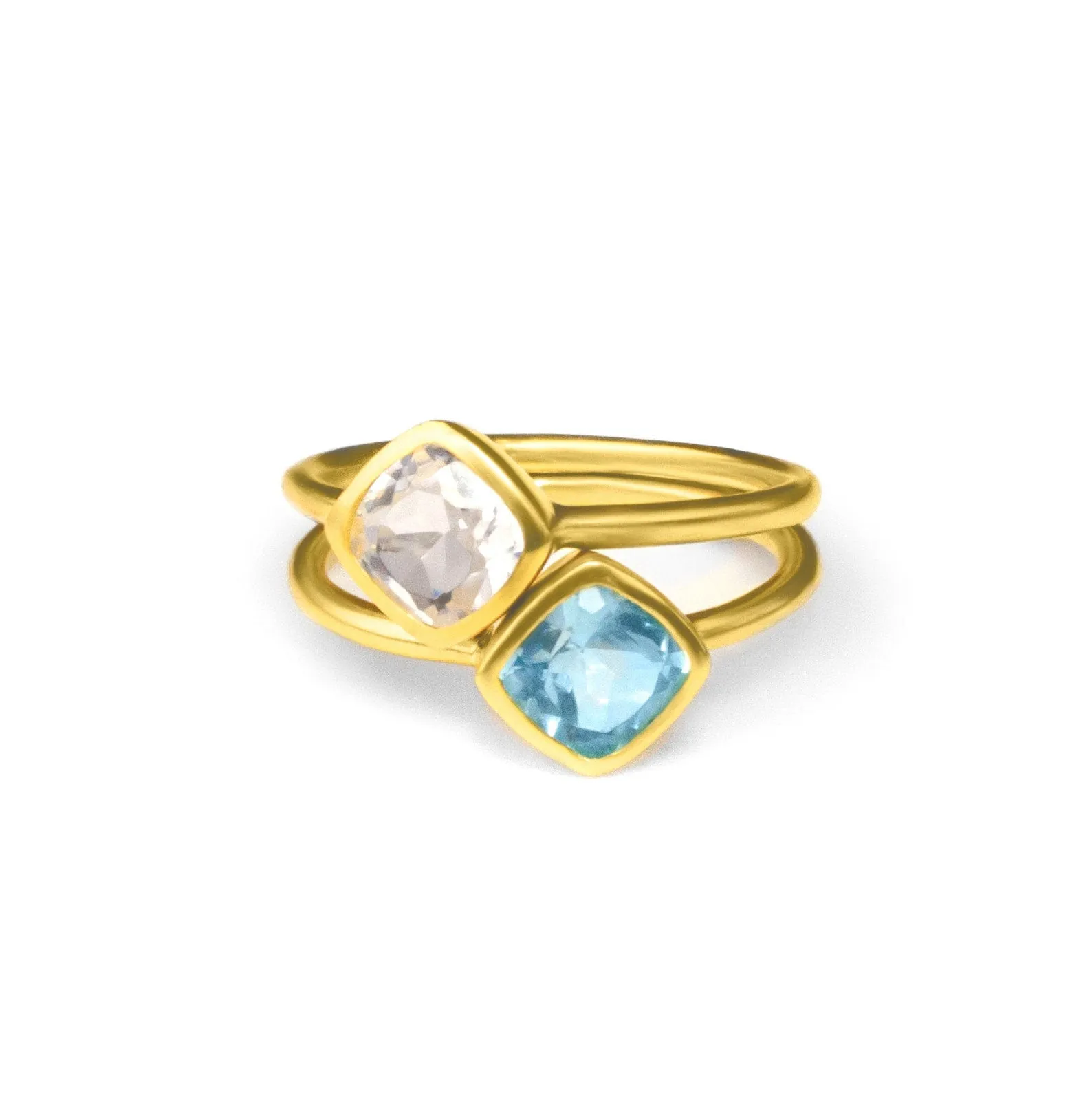 Diamond Shape Blue Topaz Stacking Ring • December Birthstone