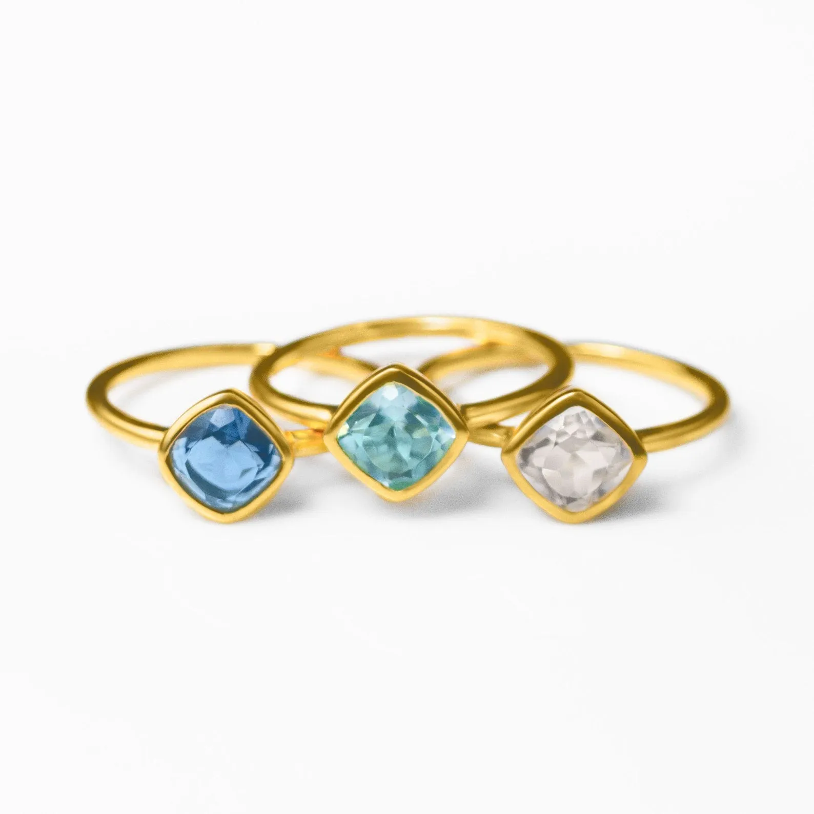 Diamond Shape Blue Topaz Stacking Ring • December Birthstone