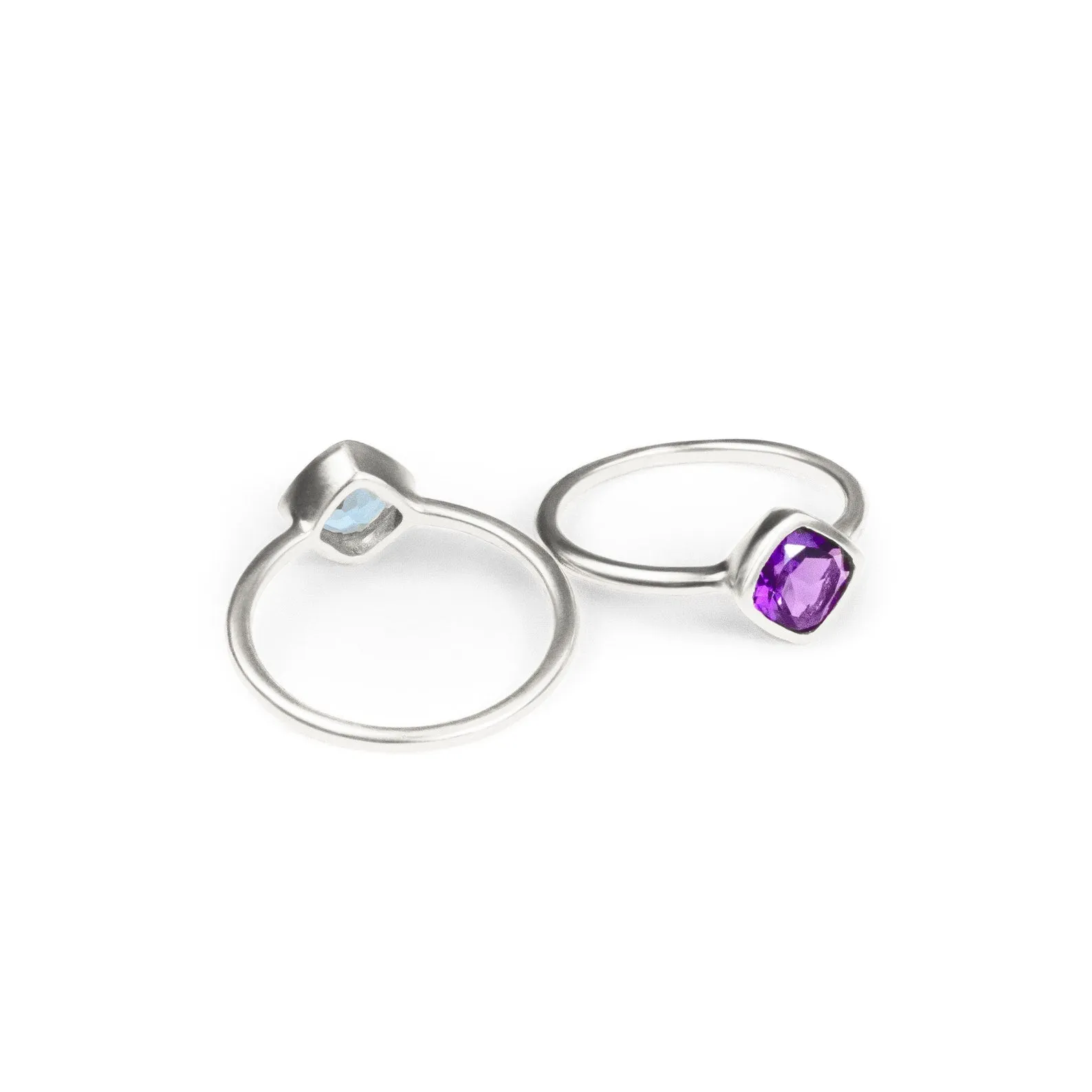 Diamond Shape Blue Topaz Stacking Ring • December Birthstone