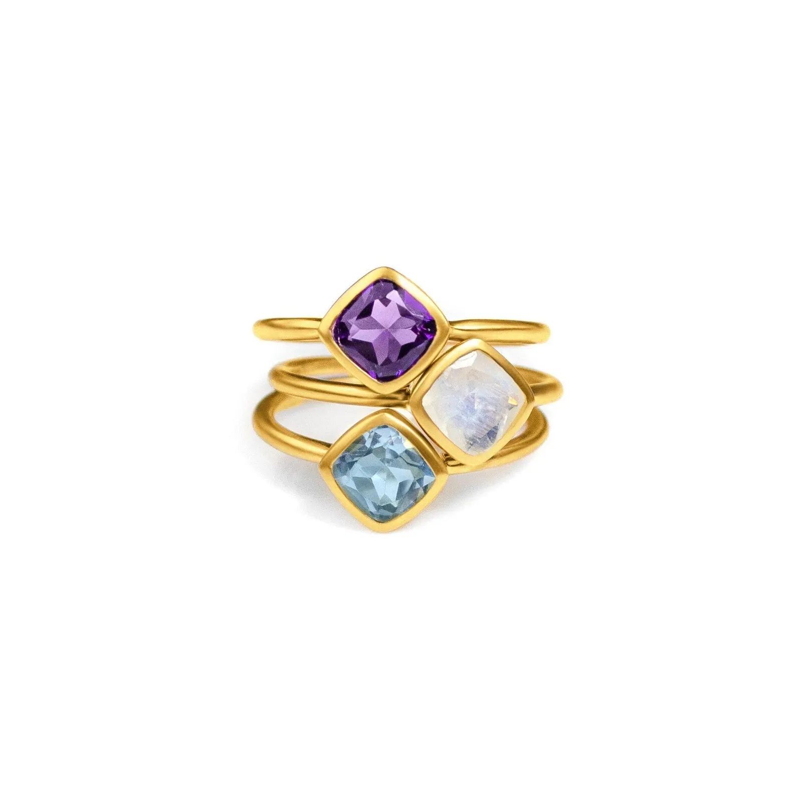 Diamond Shape Blue Topaz Stacking Ring • December Birthstone