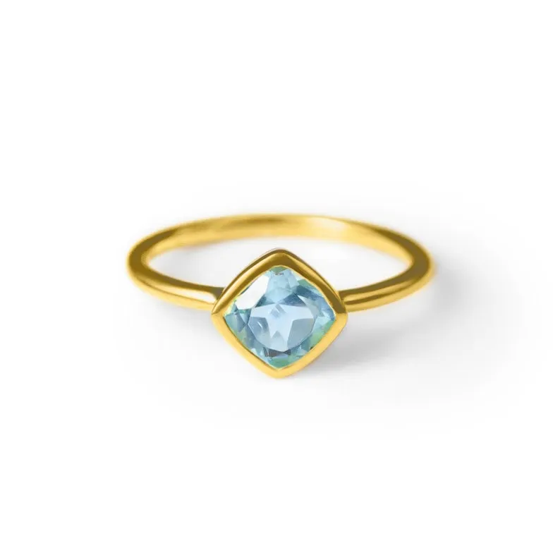 Diamond Shape Blue Topaz Stacking Ring • December Birthstone