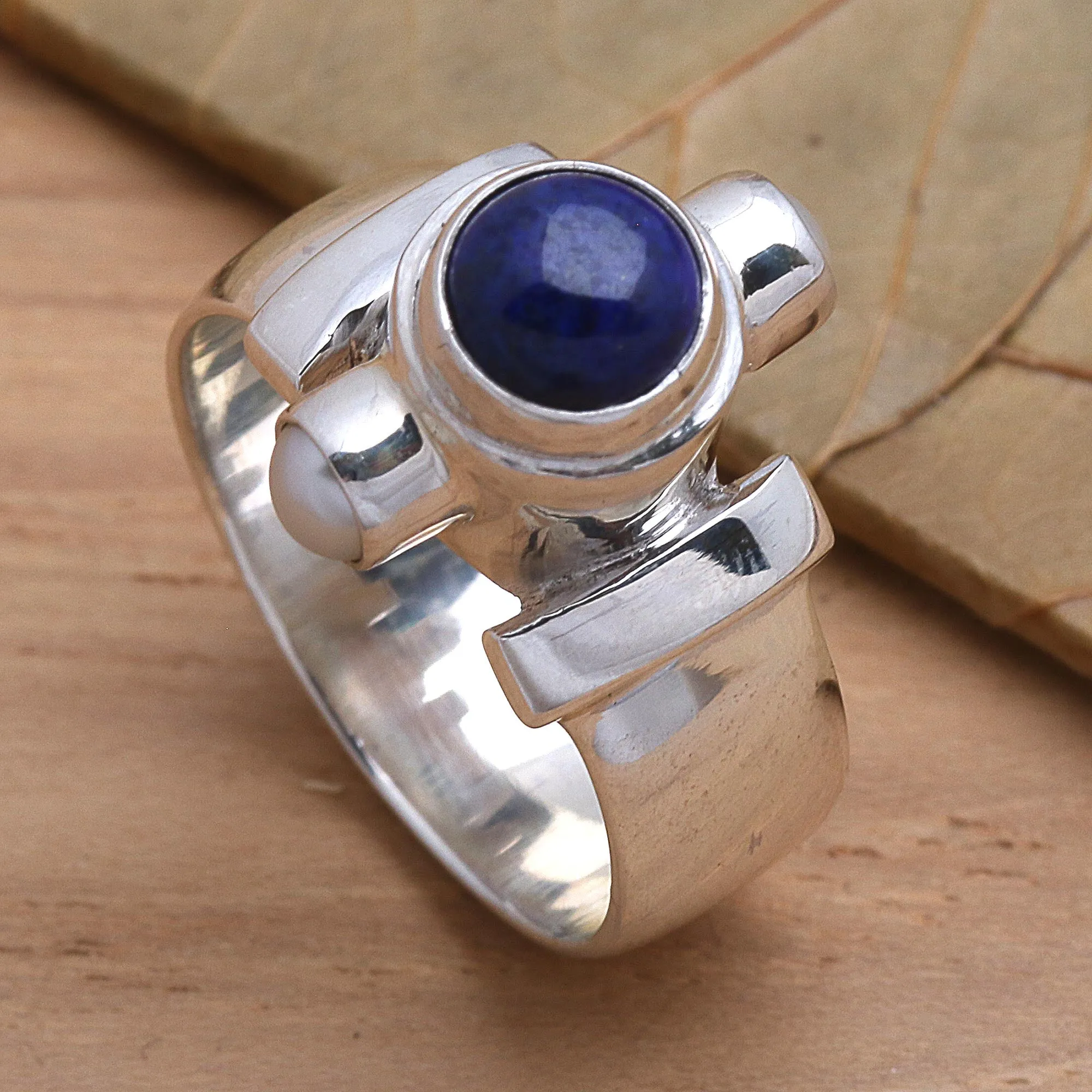 Direction Handcrafted Sterling Silver and Lapis Lazuli Ring