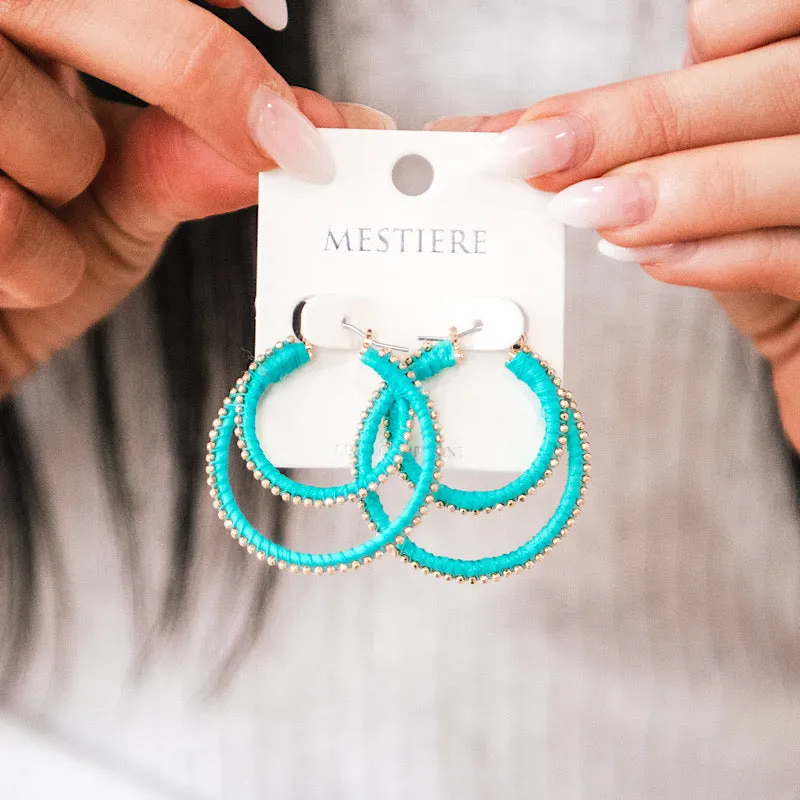 Double Hoop Wrapped Earrings - Teal FINAL SALE
