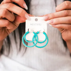 Double Hoop Wrapped Earrings - Teal FINAL SALE