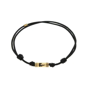Enameled Palm Tree Slim Tube on a Black Cord Bracelet