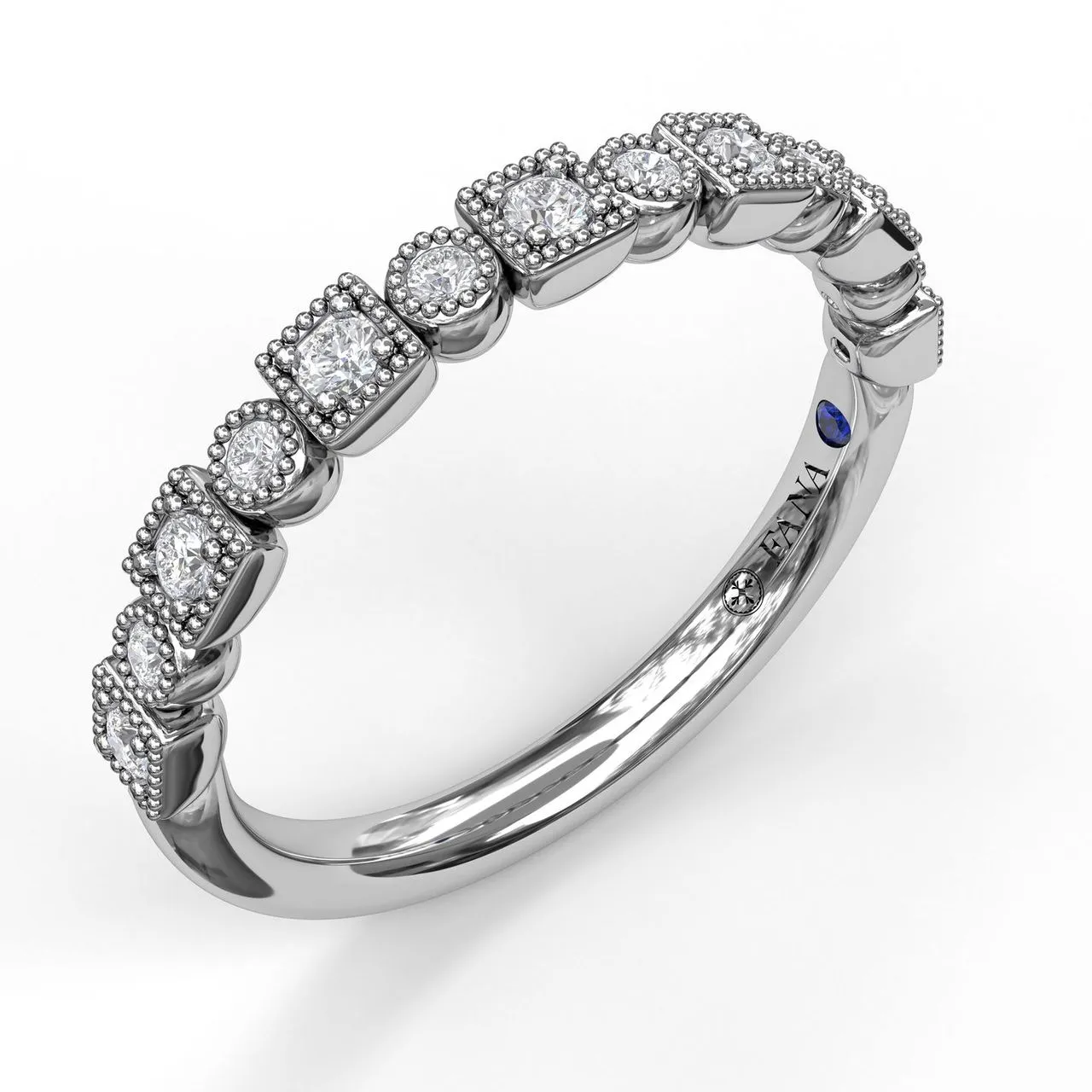 FANA Alternating Square and Round Vintage Diamond Band W7155