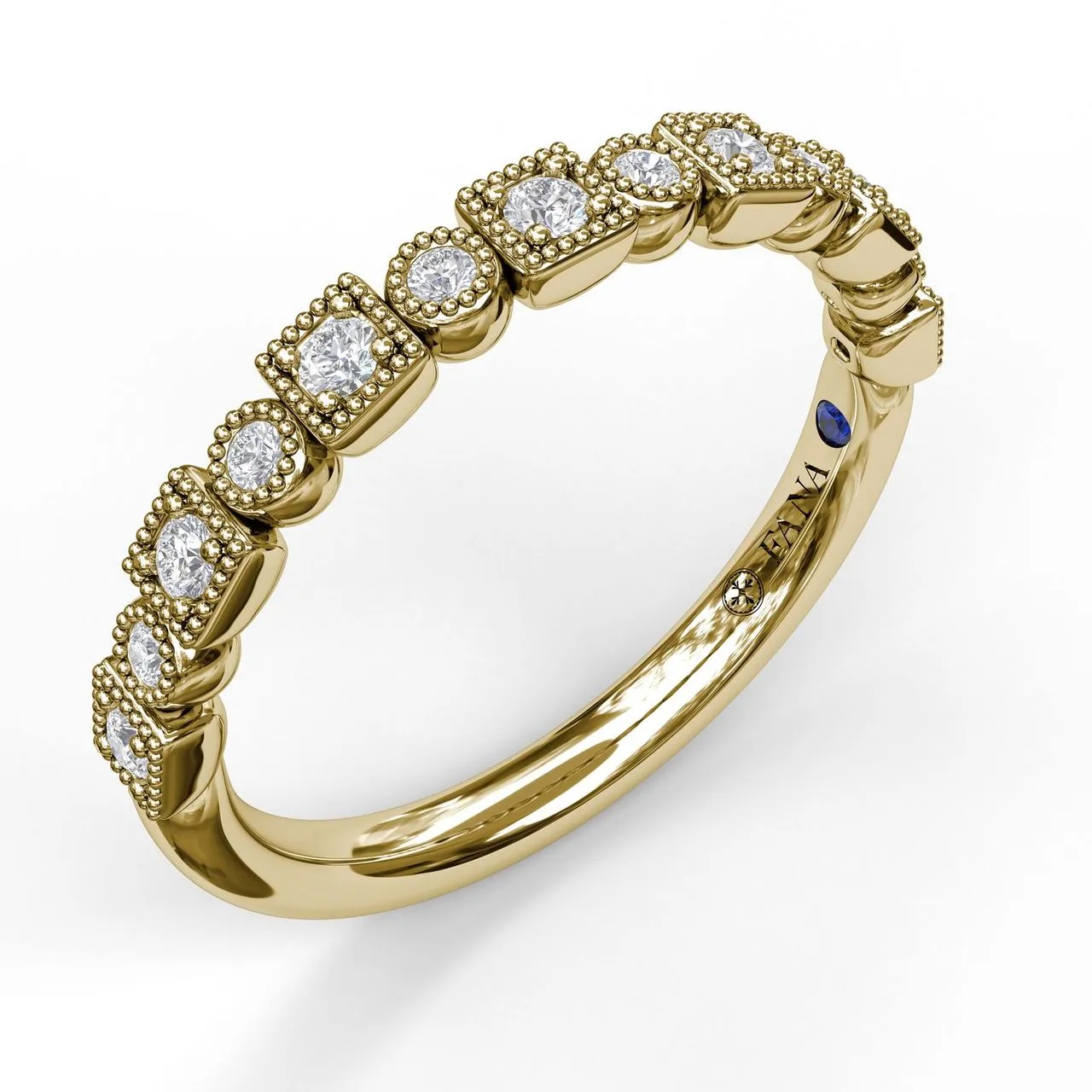 FANA Alternating Square and Round Vintage Diamond Band W7155