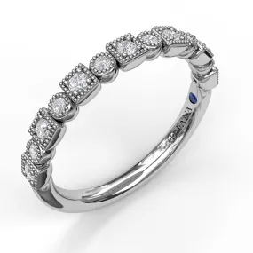 FANA Alternating Square and Round Vintage Diamond Band W7155
