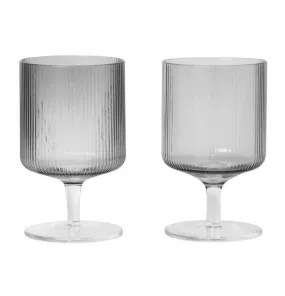 Ferm Living Ripple Wine Glasses – Set of 2 – Smoked