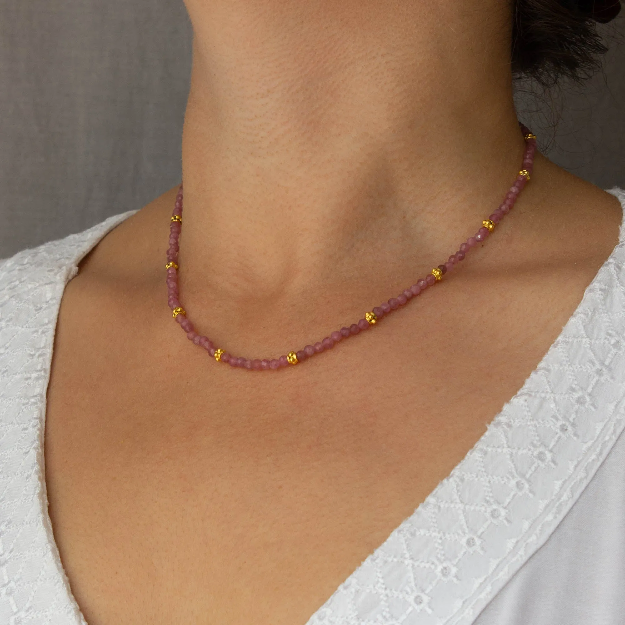 Gemstone and Gold Beaded Necklace