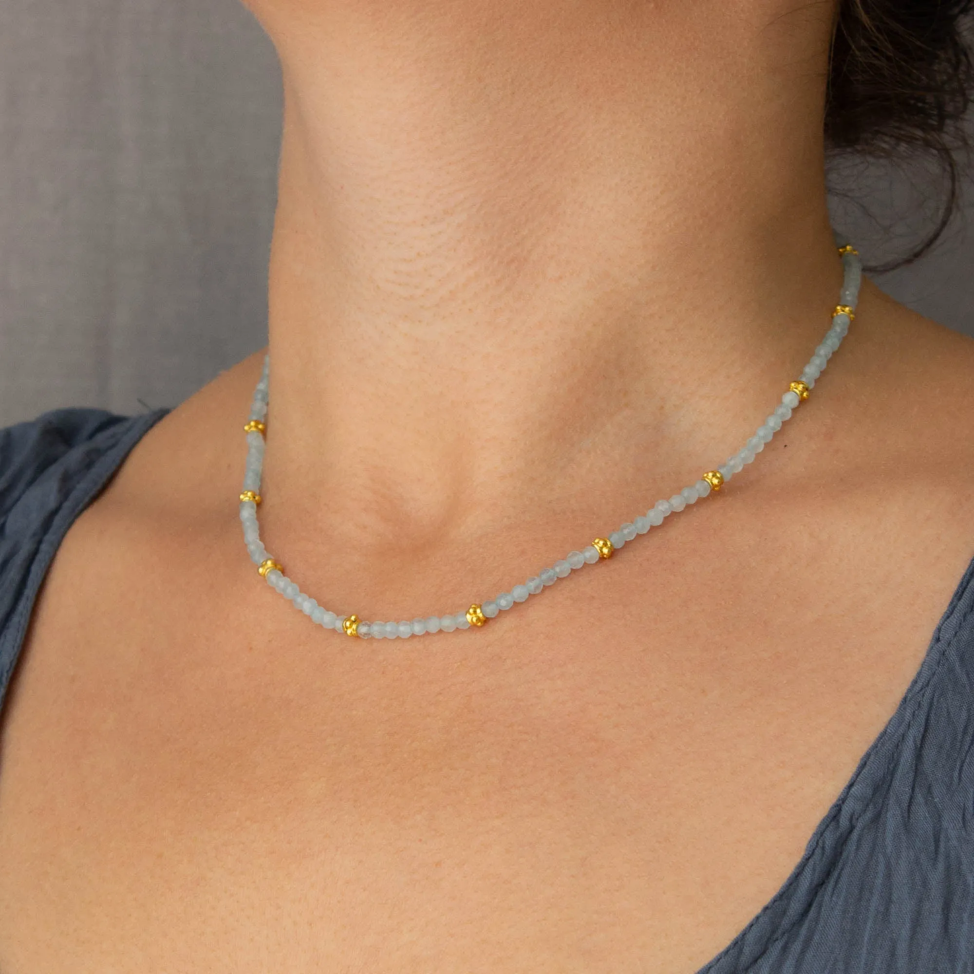 Gemstone and Gold Beaded Necklace