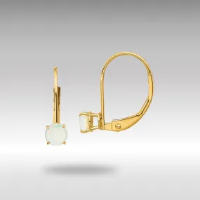 Gold 4mm Round October/Opal Leverback Earrings Model-XBE82